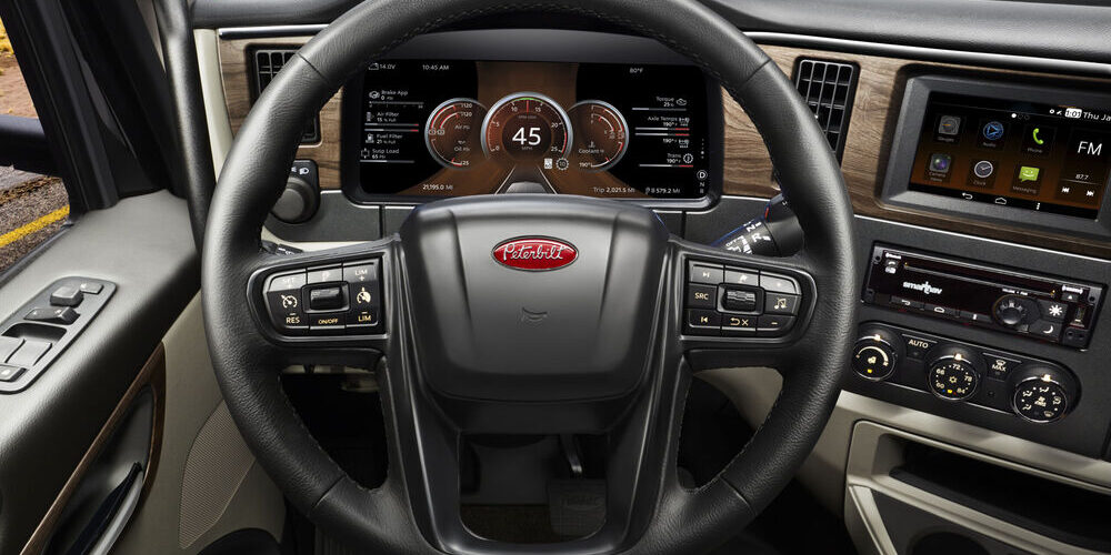 Inside dashboard of Peterbilt 479